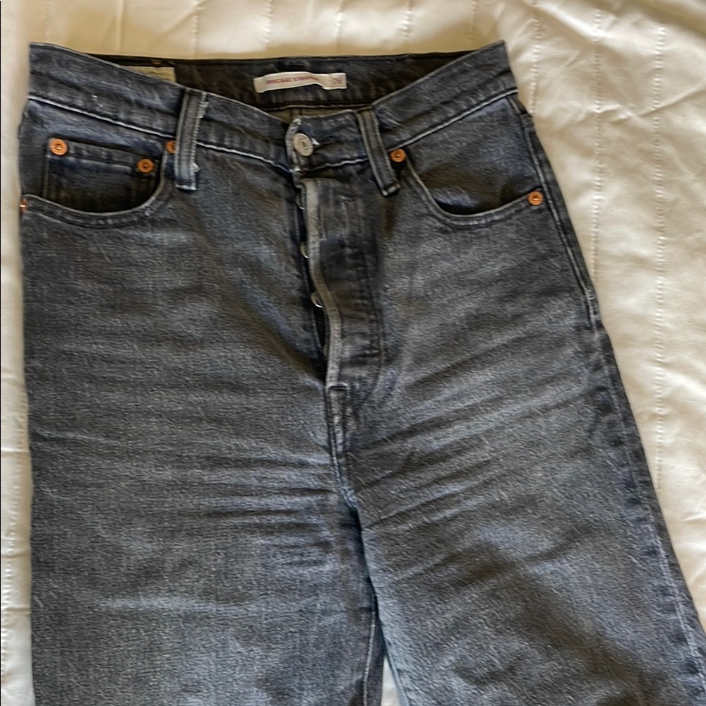 Levi's Gray Straight Jeans with Classic Stitching